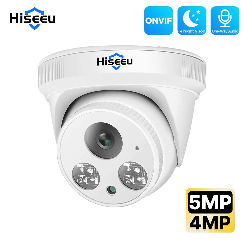 

Hiseeu 5MP 4MP POE IP Dome Camera H.265 CCTV ONVIF Infrared Night Vision Home Audio Video Recording Survellance Camera XMEYE