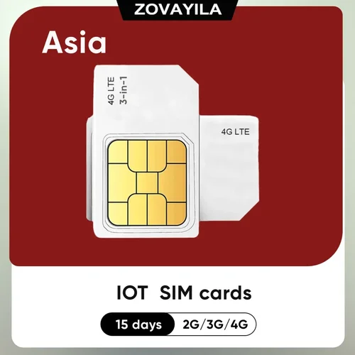 아시아 범용 4G SIM 카드, 1 년 360MB 데이터 IoT 장치, GPS 추적기, 2G, 3G, 4G 네트워크 비상 경보 지원 