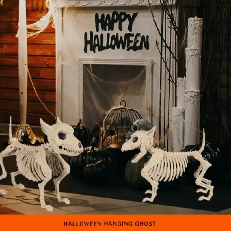 Creative Little Wolf Skeleton Halloween Decoration Animal Bone Prop For Indoor Outdoor Garden Home Party Terrifying Decor