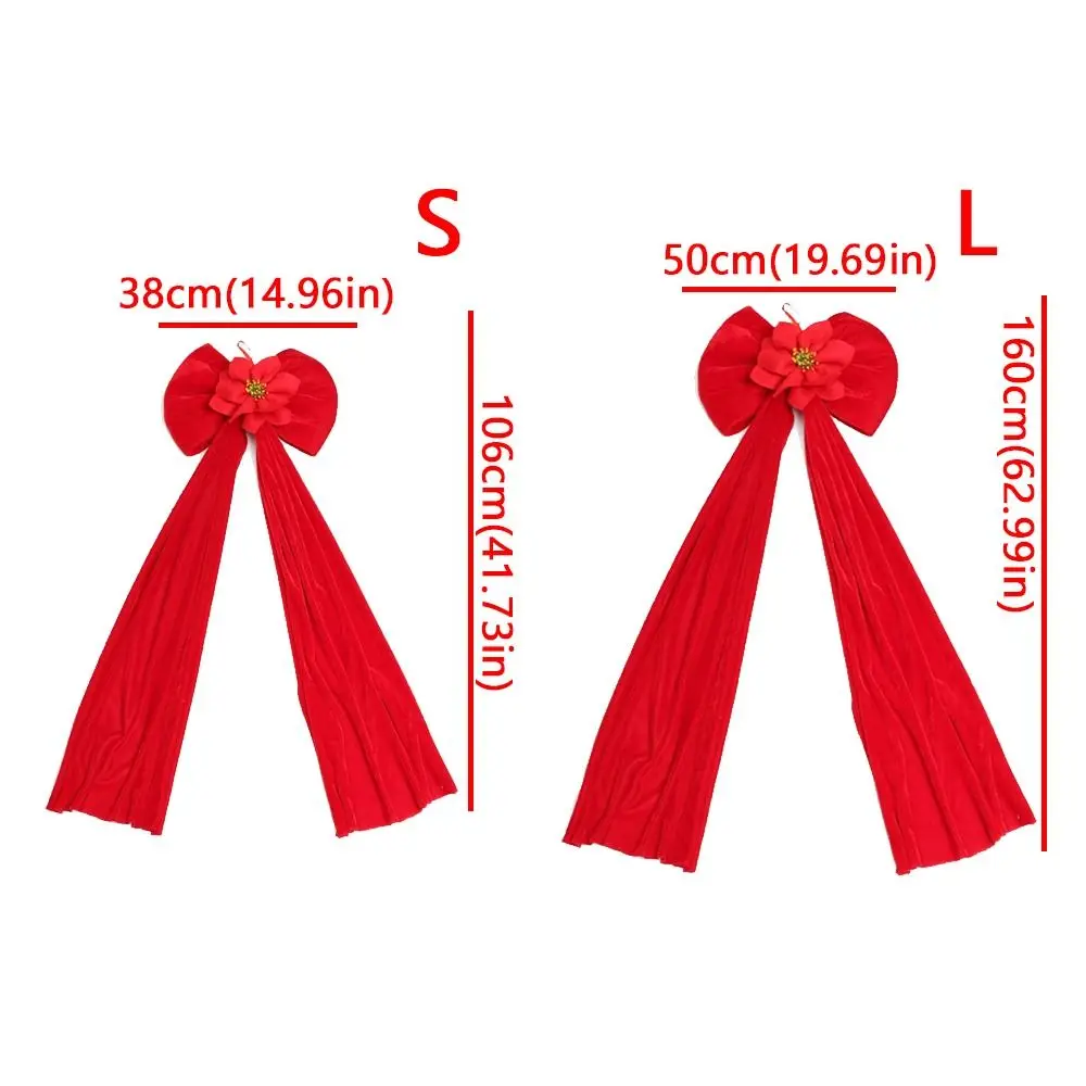 Large Velvet Christmas Bow Pendant Soft-Draping Long Streamers Tree Decorations Bow Poinsettia Wrinkle-Resistant