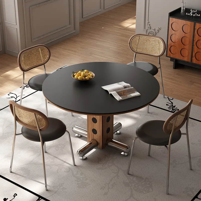 

Metal Legs Dining Kitchen Table Small Design Nordic Black Round Chairs Tables Set Modern Italian Mesa Comedor Kitchen Furniture