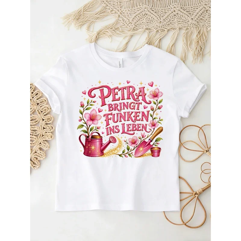 Petra Brings Sparkle To Life T Shirt Women Flower Watering Can Gardening Tools Garden Lover Short Sleeve Shirt