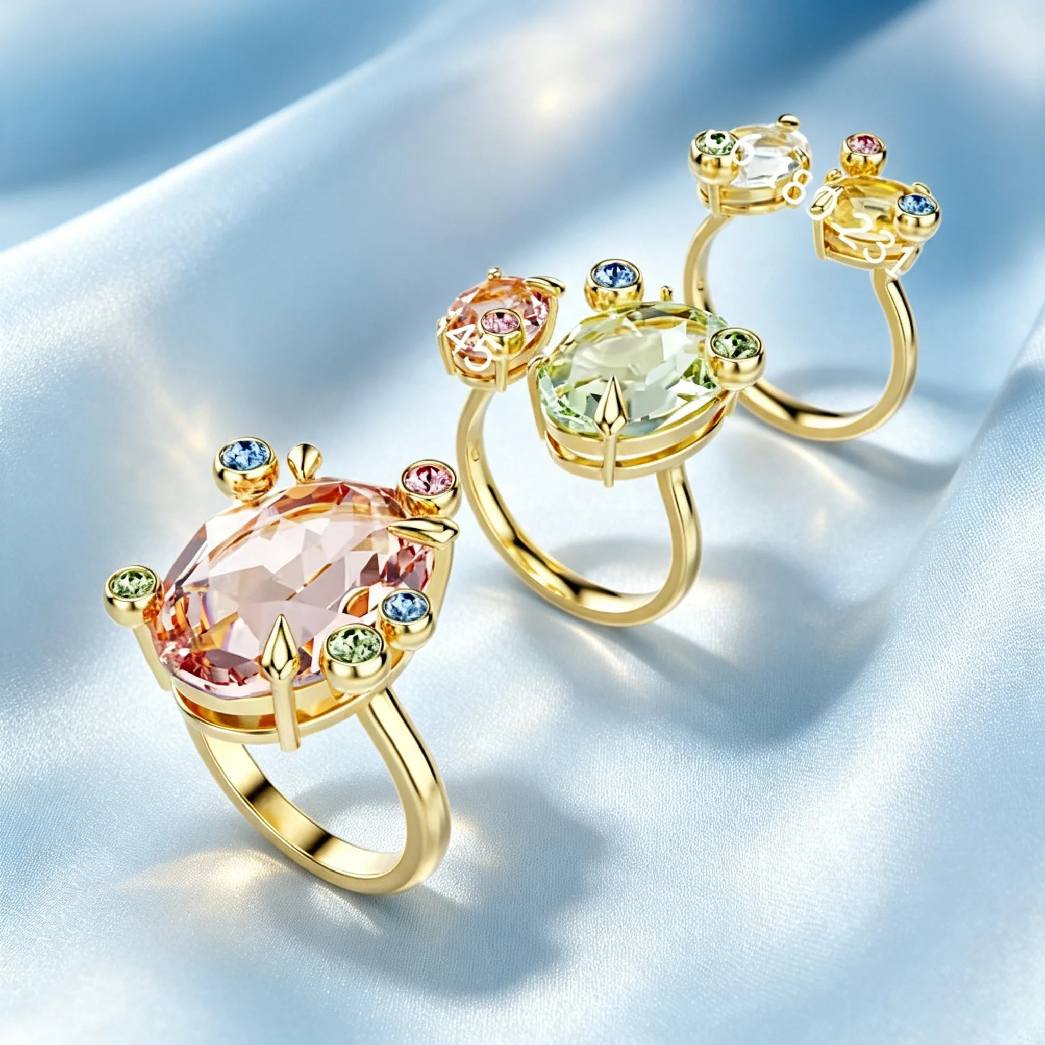 Women's Multilayer Stackable Open CZ Butterfly Floral Ring