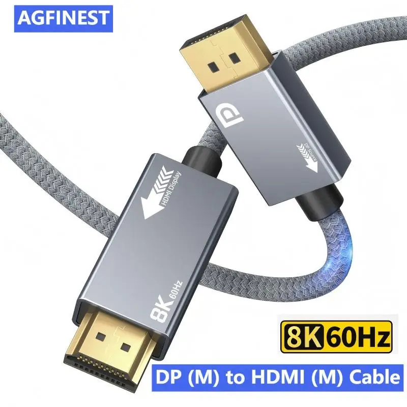 

Адаптер 8K DisplayPort к HDMI Кабель DP к HDMI Кабель 8K60 Гц 4K144 Гц Порт дисплея к монитору HDMI Кабель видеоконвертера для Macbook