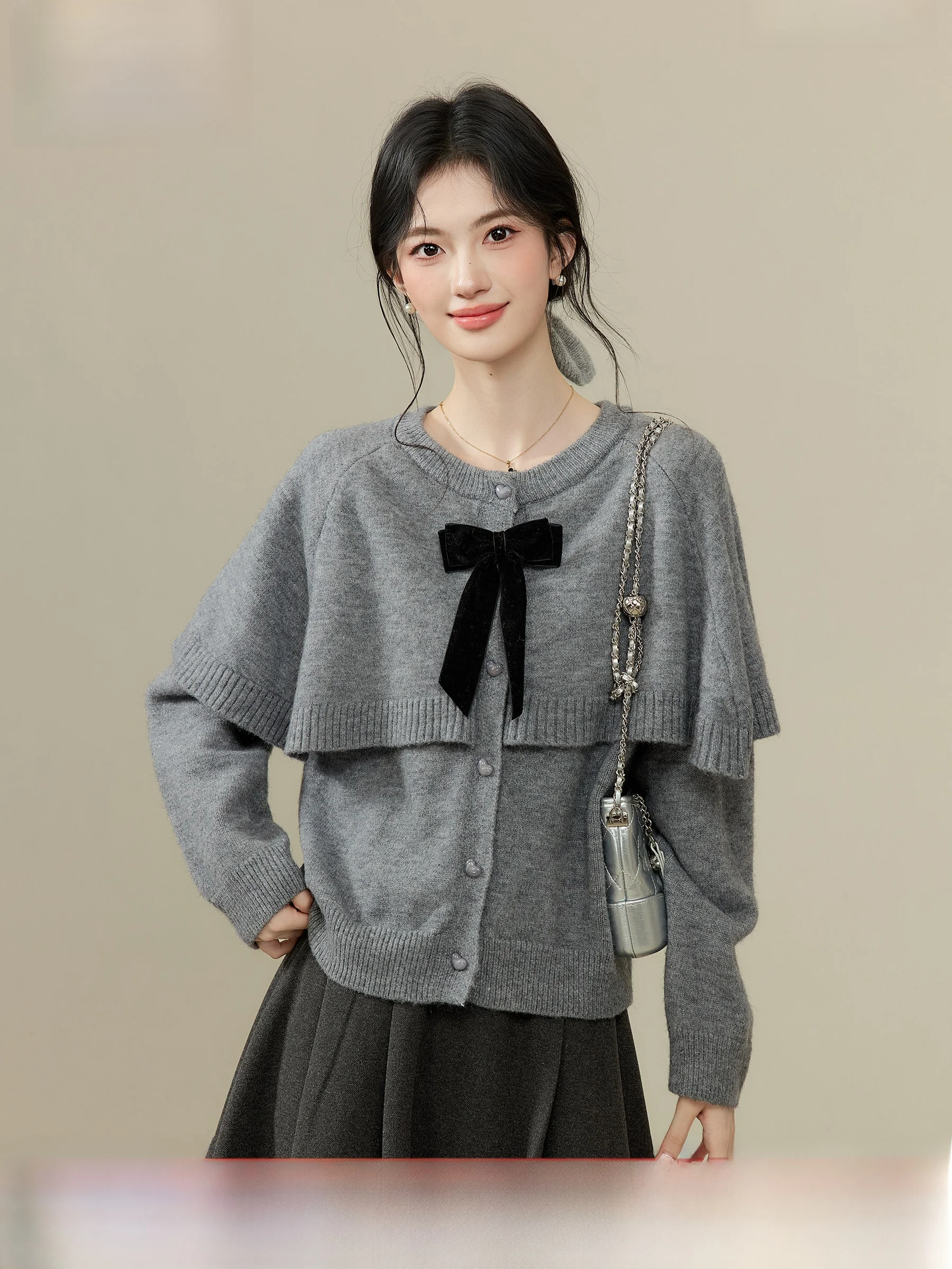 

Ele ey Knitted Sweater Women's Coat Sle Knitwear Soft Comfortable Long Sve Button Detail Loose Fit Autumn Winter