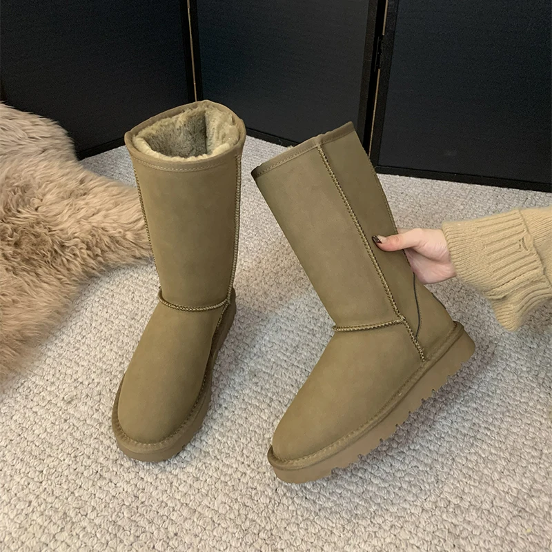 

Winter Women Short Plush Warm Snow Boots Casual Shoes 2023 New Suede Fur Chelsea Ankle Boots Flats Platform Ladies Shoes Botas