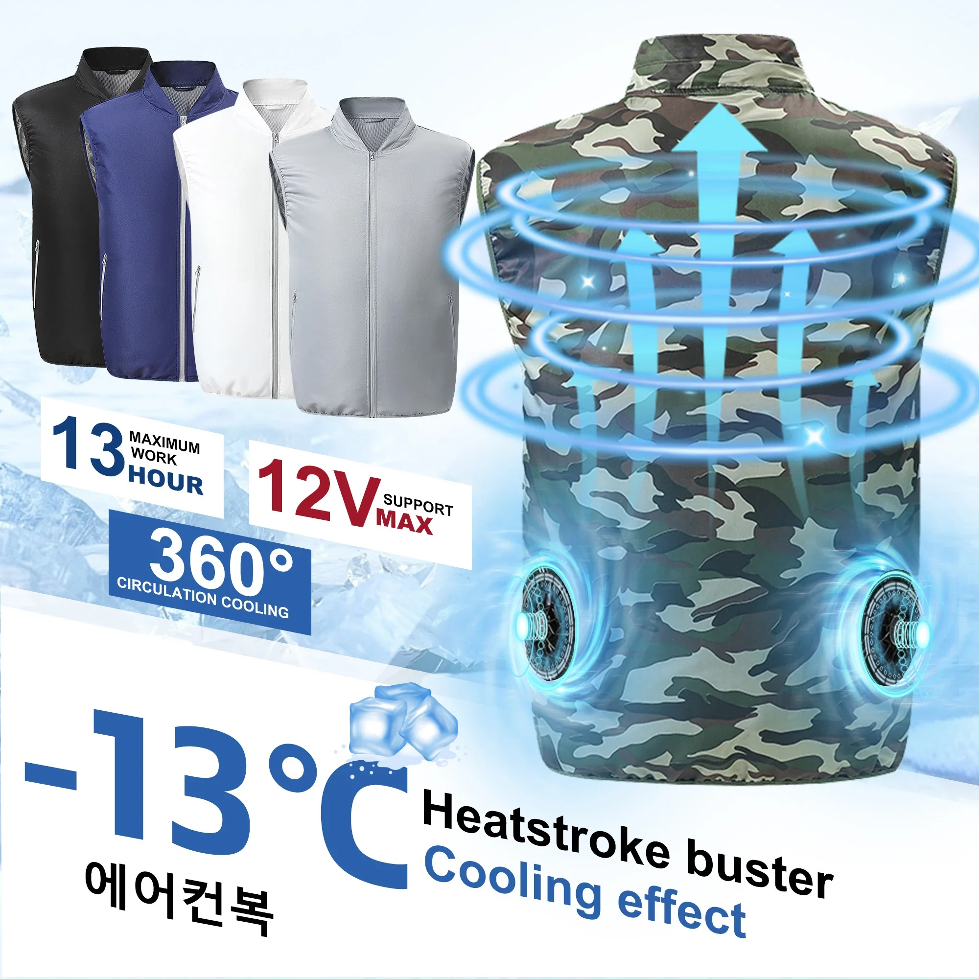 

2024 Summer Fan Jacket USB Refrigeration Camouflage Vest Outdoor Construction Site Work Suit Air-conditioned Clothing Cool Vest