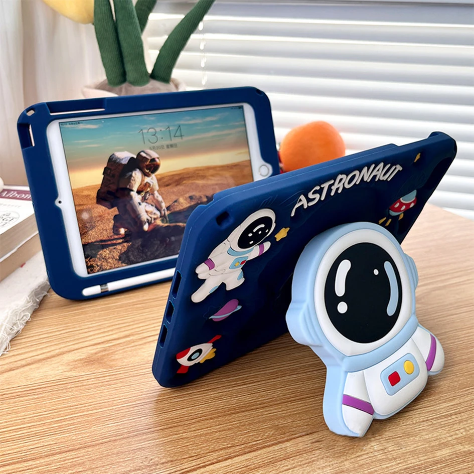 

For IPad 10th Tablet Cases for Apple iPad 9 8 7th Air11 Air6 Pro11 Air4 5 10.9 Mni6 3D astronaut holder Silicone Protective Case