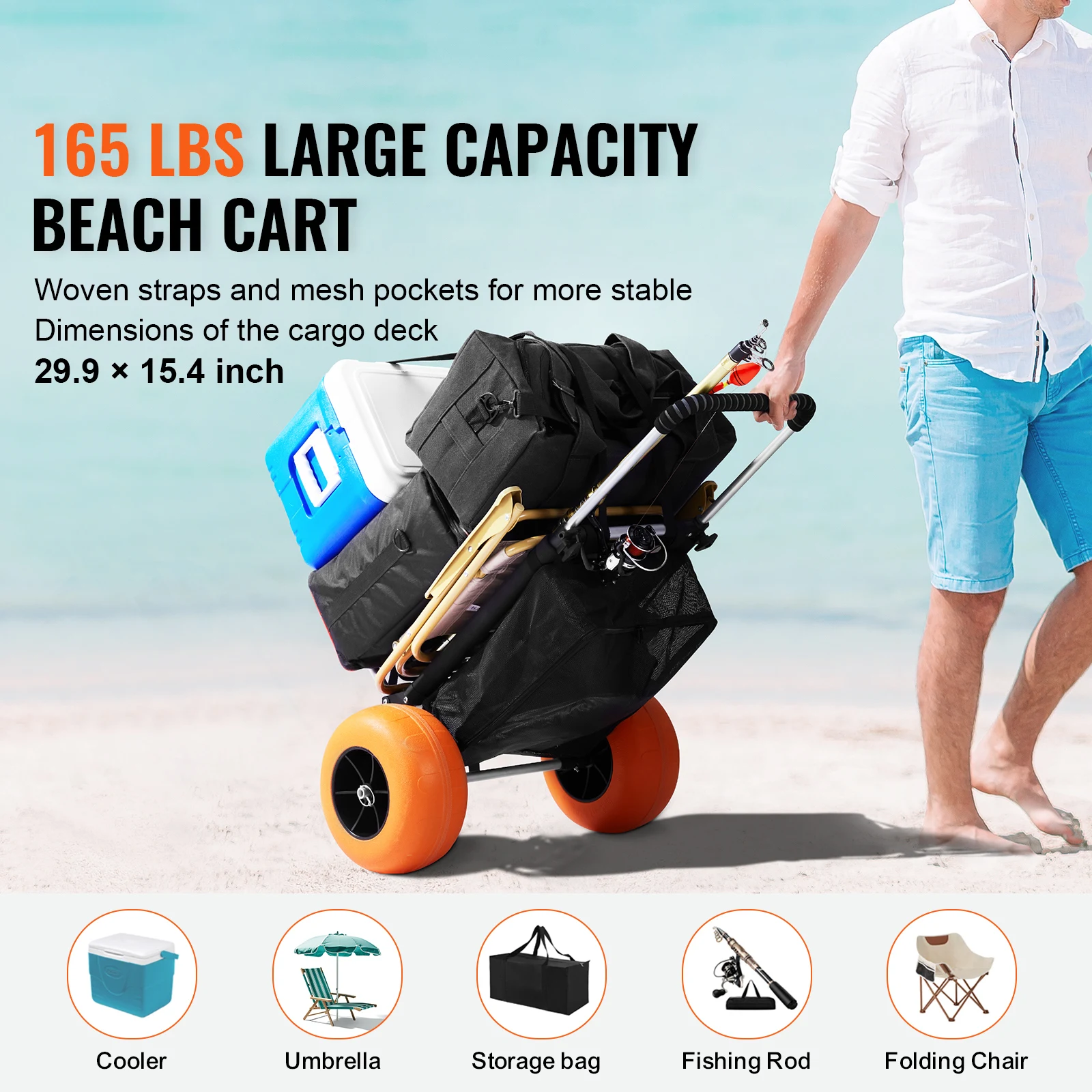 SucceBuy Beach Dolly with Big - Sports Equipment Cart review and price