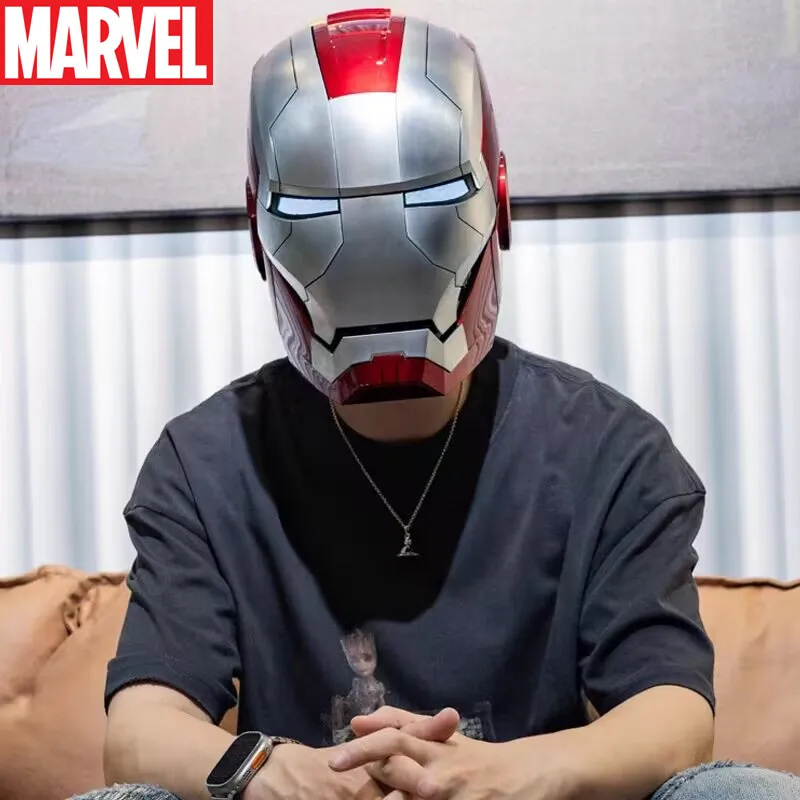 Marvel Mk5 Iron Man 1/1 Helmet Voice Control Remote Voice Opening Closing Chinese English Luminous Mask Halloween Festival Gifts