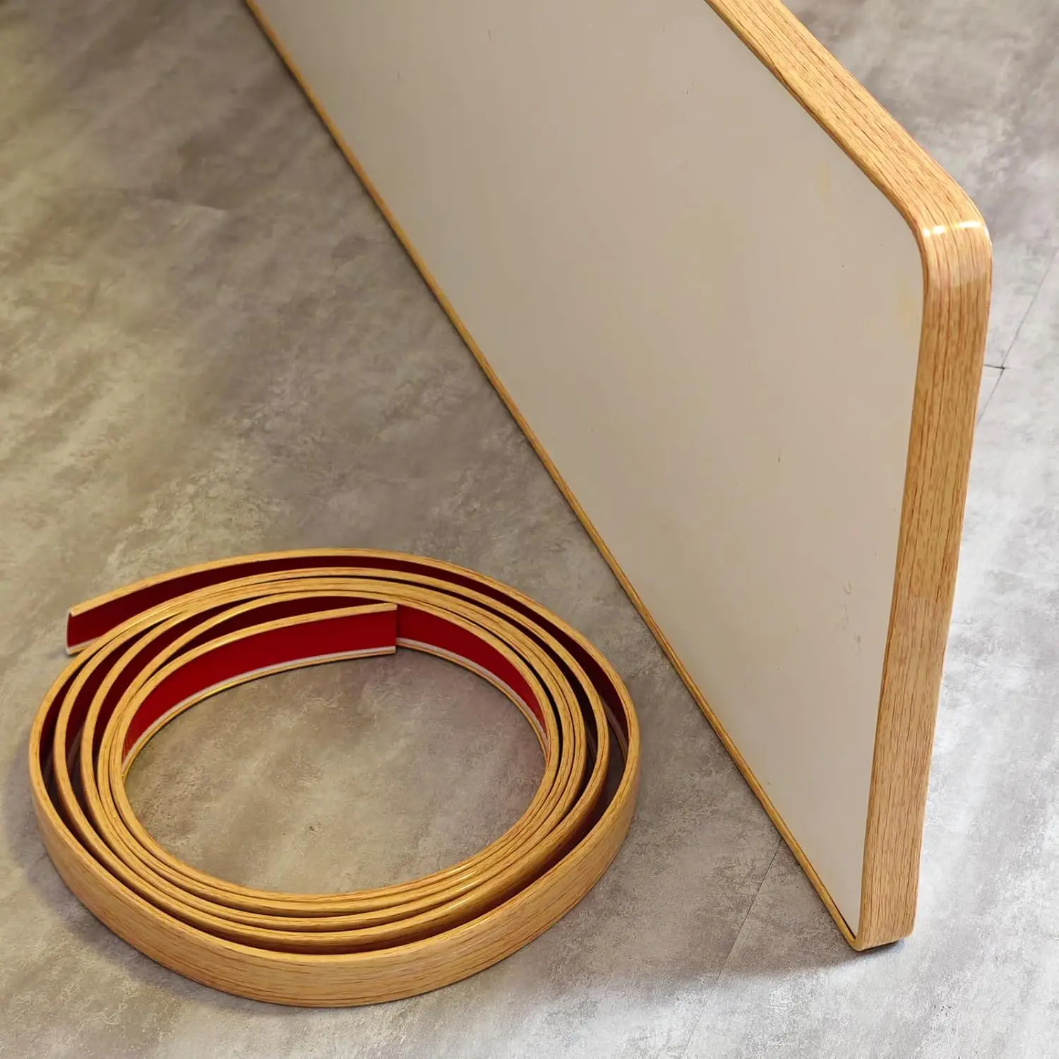 1PC 5M/196.85in U-Shaped Edge Trim Self-Adhesive Cabinet Wood Edge Banding for Furniture Door Table Chair