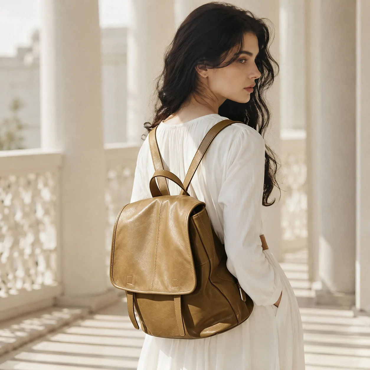 2026 new model, backpack, vegetable tanned leather for work, large-capacity casual backpack.