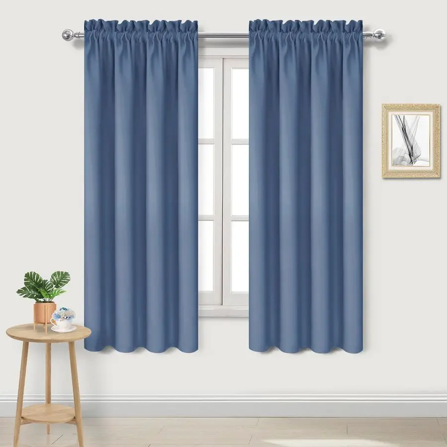 

Blackout Curtains Thermal Insulated, Energy Saving amp Noise Reducing Bedroom and Living Room Curtains, Dusty Blue, W 42x L 63 I
