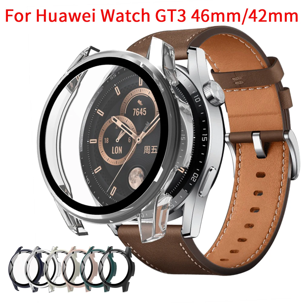 Case for Huawei Watch GT3 WithTempered Glass 46mm Band Watch GT3 42mm Soft All-Around Screen Protector Cover Bumper Cases PC/TPU