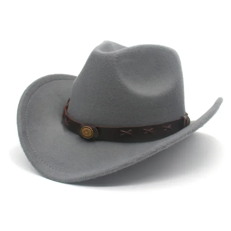 Western Retro Belt Cowboy Hat Grassland Travel Cowgirl Country Hat Classic Jazz Women Felt Hats Vintage Wild Knight Hats For Men