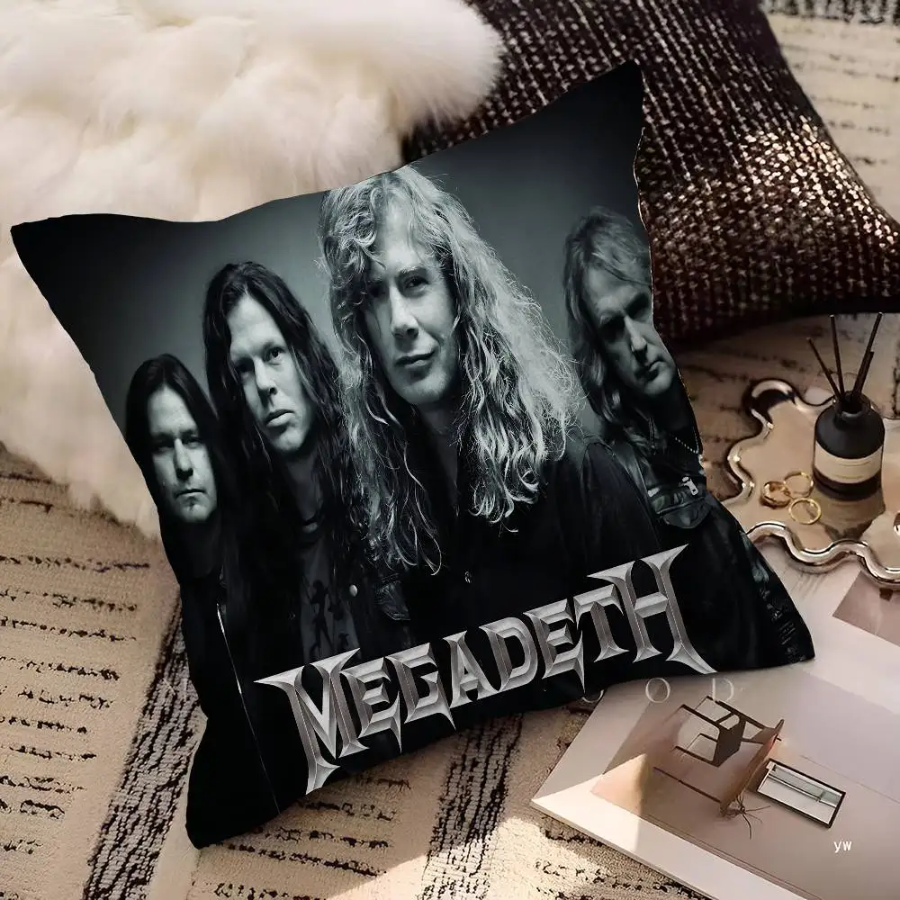Heavy Metal Rock Band M-Megadeths Pillow Covers Cartoon Sofa Decorative Home Double-sided Printing Short Plush Cushion Cover