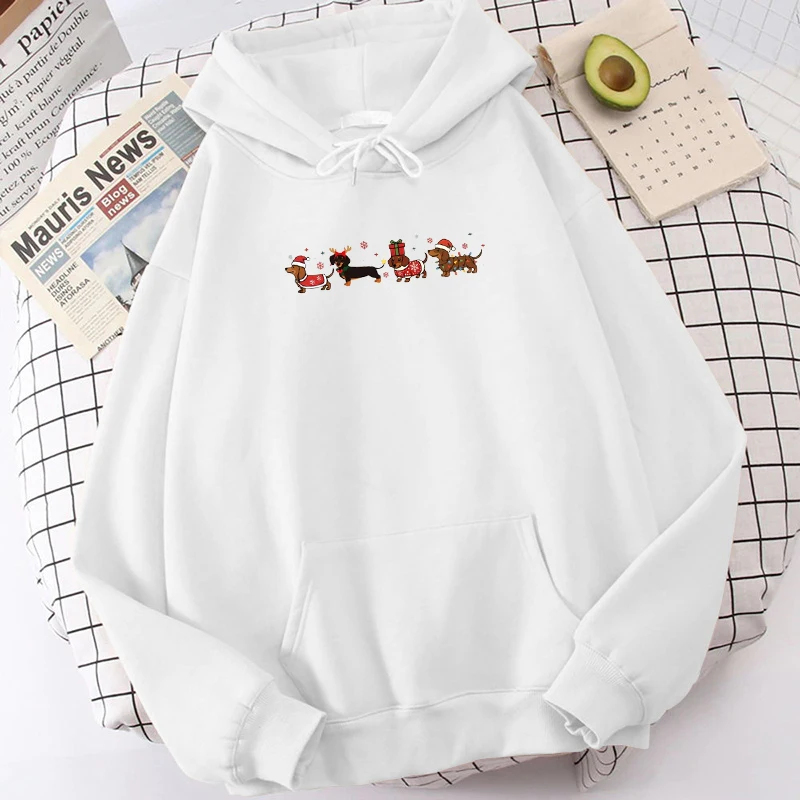 Christmas Dachshund Sweatshirt Dog Lover Hoodie Kawaii Christmas Shirt Dachshund Dog Men Women Long Sleeves Pullover Top Neutral