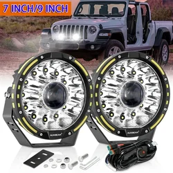 Auxbeam 7 Inch/9 Inch Round LED Spot Beam Work Light with Harness for Truck Pickup Offroad