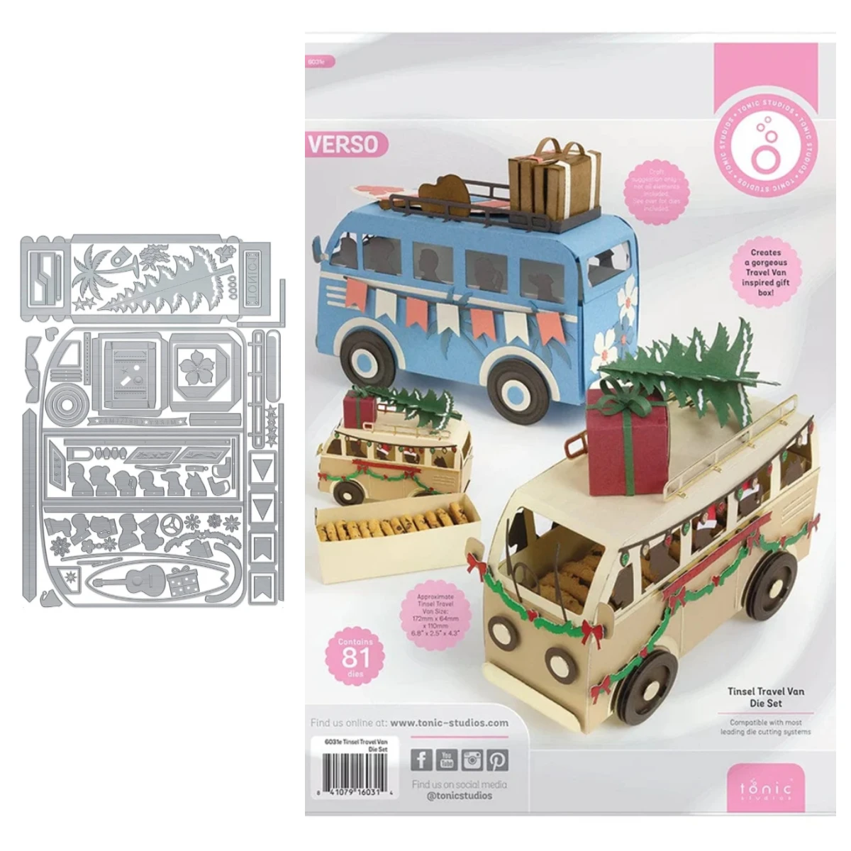 2026 July New Tonic Dies & Stamps, Xmas Camper Van/Street Shop/Fireplace/Holly Ornament, Birthday Clear for Card Scrapbook Craft - view 5
