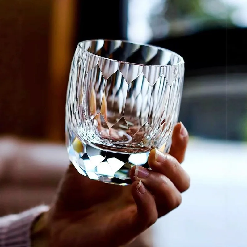 Diamond Cup Handmade Lead-Free K9 Crystal Cup Whiskey Wine Premium Gift Single