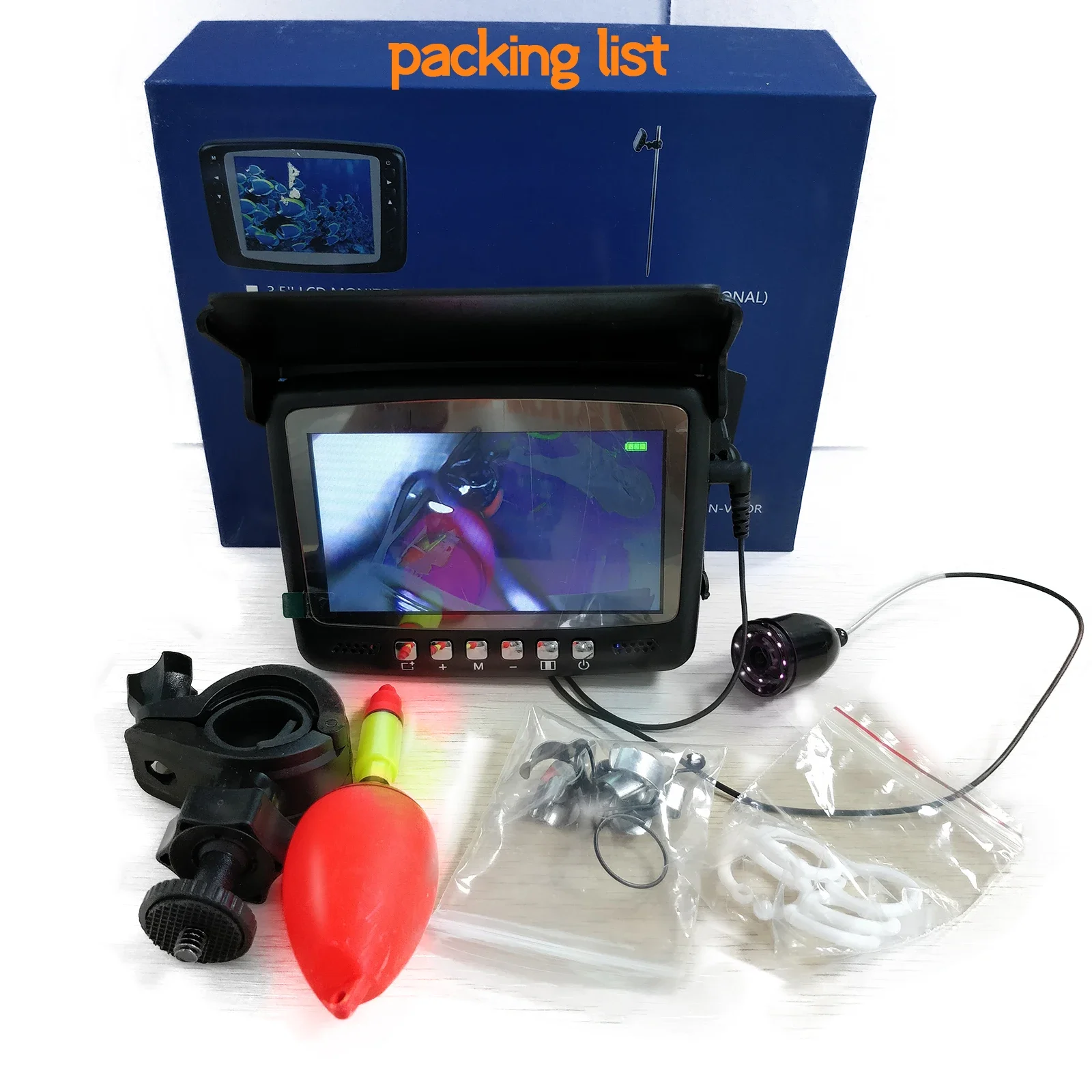 Buscador de peces 8 Uds cámara de visión nocturna LED para pesca submarina cámara de pesca en hielo 1000TVL 4,3 "Monitor LCD CR110-7HBS