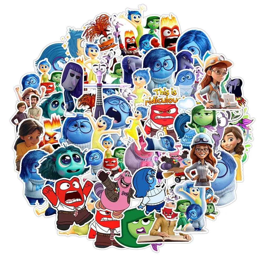 10/50Pcs Disney Movie Inside Out 2 Cartoon Stickers Cute Anime Decal DIY Laptop Phone Fridge Guitar Decoration Sticker Kids Toys