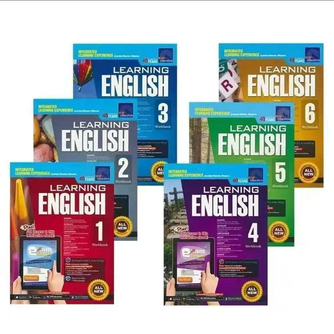 

6 книг/комплект: Учебные пособия SAP Learning English для 1-6 классов, учебники для начальной школы Сингапура для детей.