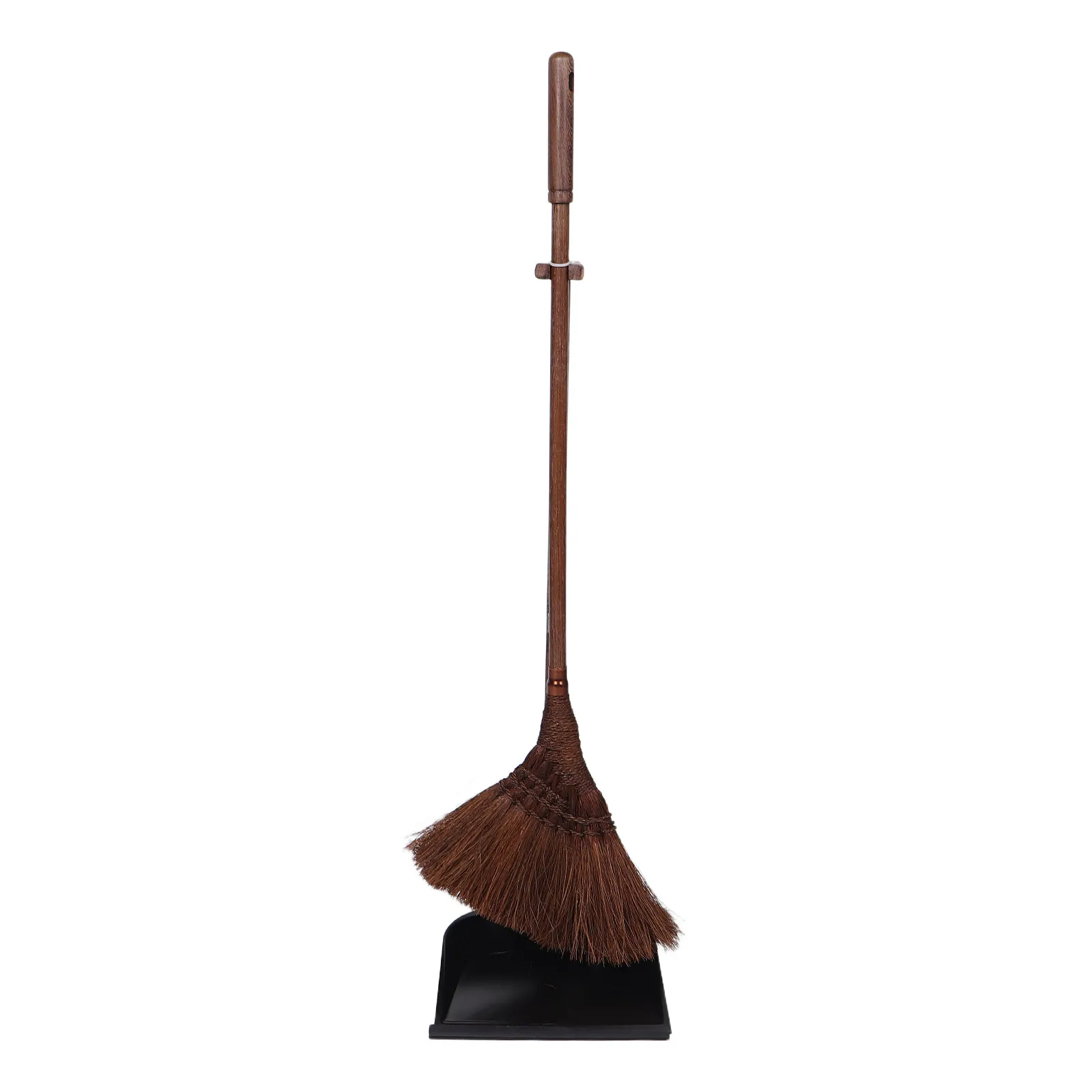 

1Set Thickened Soft Bristle Broom and Dustpan Set Natural Chicken Wing Wood Handle Palm Bristles Anti-Static for Pet Hair Wood