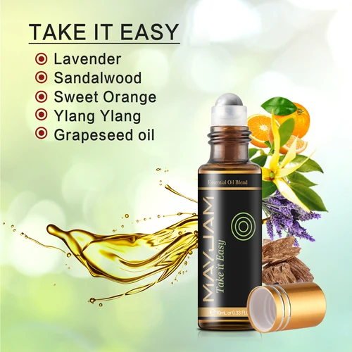 Imagen 1 del producto MAYJAM-Rodillo para aliviar el estrés, aceite esencial para difusor, purificador de aire, mezcla energética de dulces sueños, fragancia en la piel