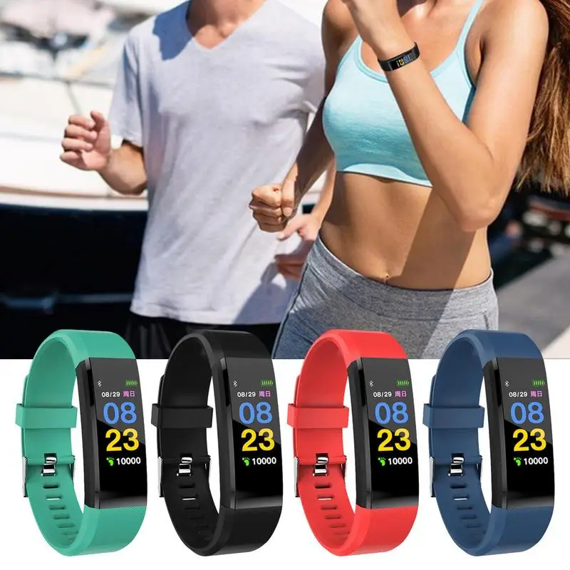 Pulsera inteligente 115HR con pantalla a color, monitor de frecuencia cardíaca y presión arterial, resistente al agua, podómetro deportivo Original, Fitness, 115plus