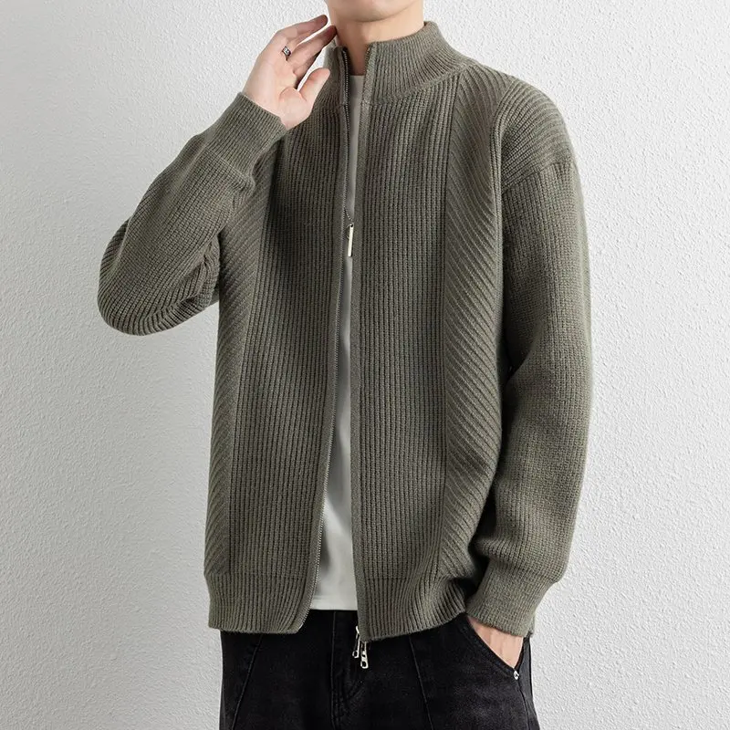 2026 Autumn Men's Fashion Casual Knitted Cardigan Sweater Jacket