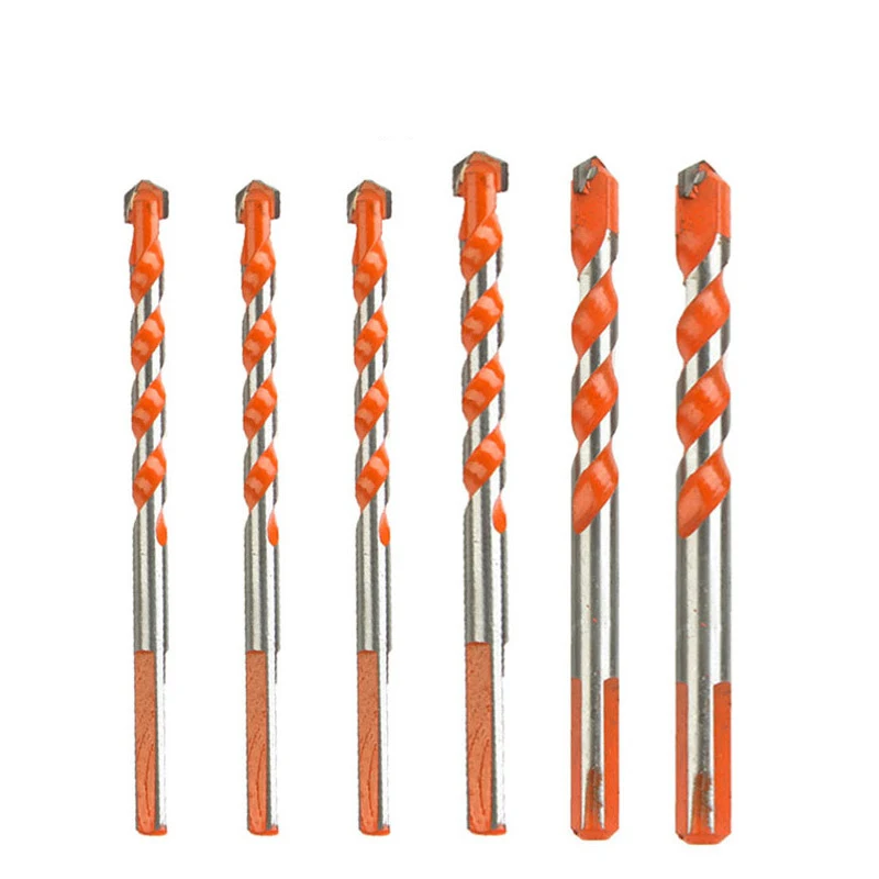 Elétrica Diamante Broca Martelo, Telha Cerâmica Concreto, Metal Broca, Shank Redondo, DIY Wall Hole Saw, Perfuração, 6Pcs, 6mm-12mm