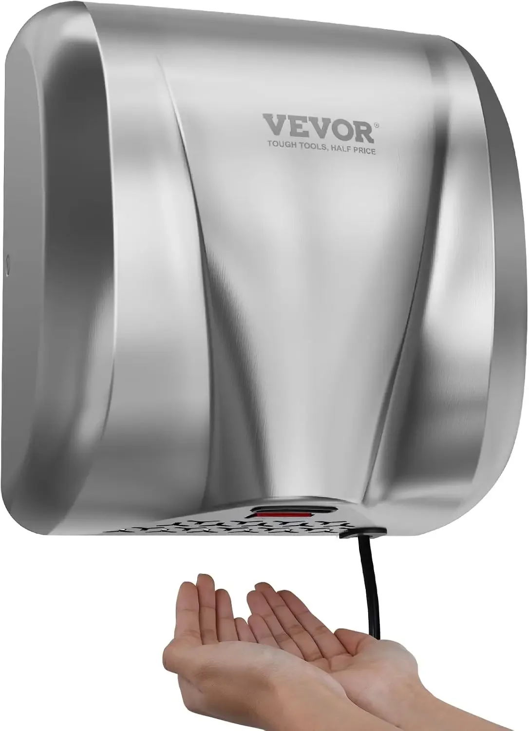 Heavy Duty Commercial Hand Dryer, 1300W Automatic High Speed Stainless Steel Warm Wind Hand Blower, 120V Plug in/Hardwired Two P