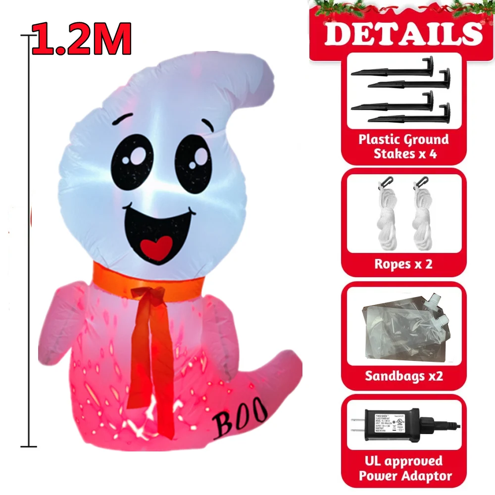 1.2M Halloween Inflatable Ghost built-in LED Light Outdoors Funny Spirit Model Prop Indoor Home Yard Garden Terror Decoration