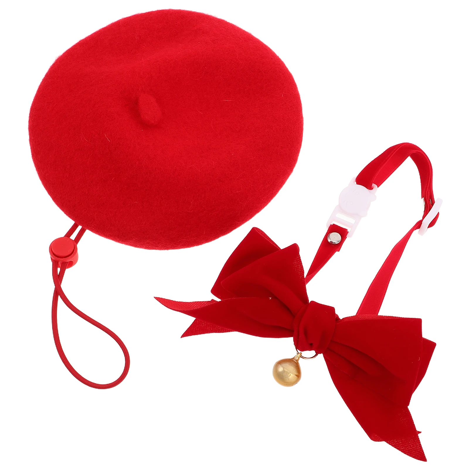 

Pet Decoration Set Cat Collar with Bow Tie Beret for Dogs Birthday Party Cap Bandana