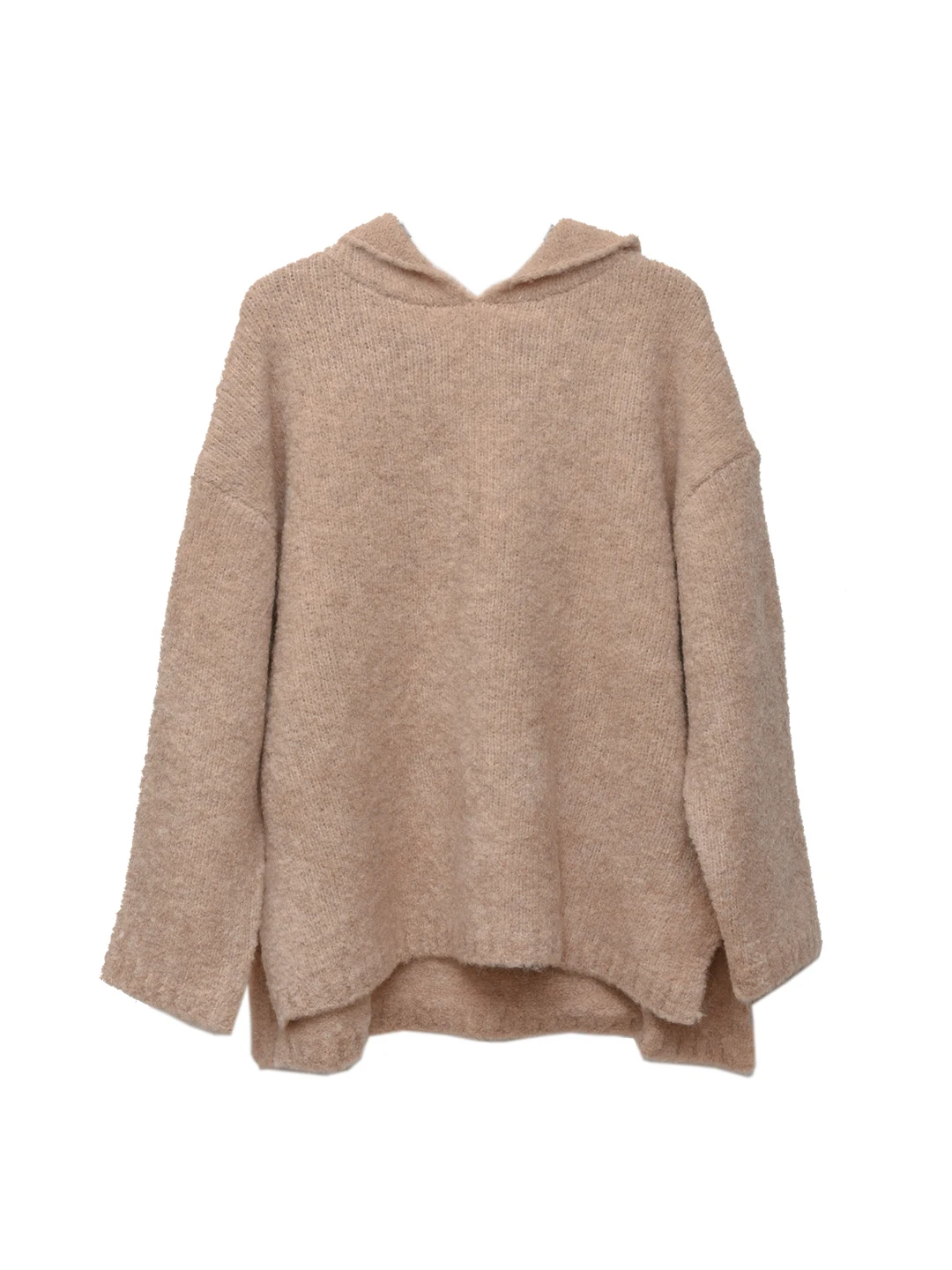 ZUCCOS Woolen Hooded Loose Knitted Sweater Soft Warm Breathable Comfortable ex Spring Autumn Winter Basic Sle round Ne