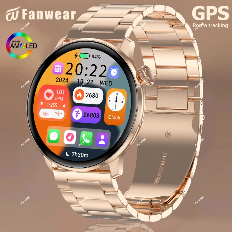 

2025 New Smart Watch Women 466*466 Screen GPS Track Sport Watches Women Health Monitoring Voice Bluetooth Call Smartwatch Ladies