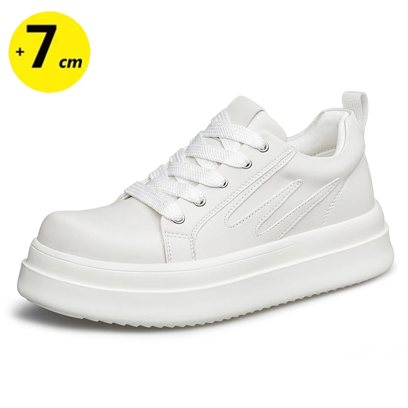 

Elevator Shoes Men 7cm Lifting Board Shoes White Platform Taller Sneakers Hidden Height Enhancing Increase Sports Casual Shoes