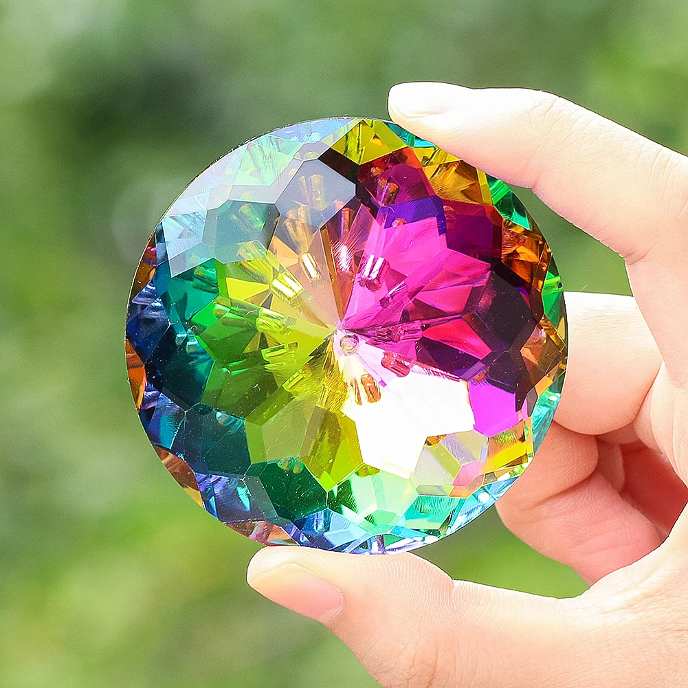 60MM Colored Mandala Crystal Prism Suncatcher Making Supplies Chandelier Parts DIY Home Wedding Decor Accessories