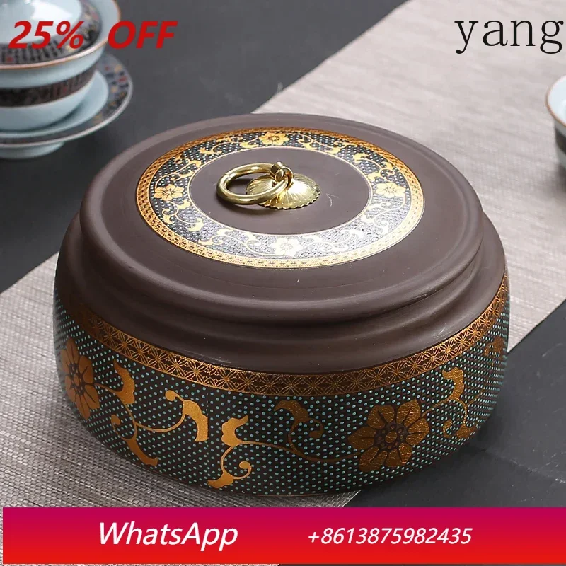 

Purple Clay Tea Caddy Ceramic Large Airtight Pot Universal Half Catty Black Green Pu'er Tea Pot Household Storage Tank