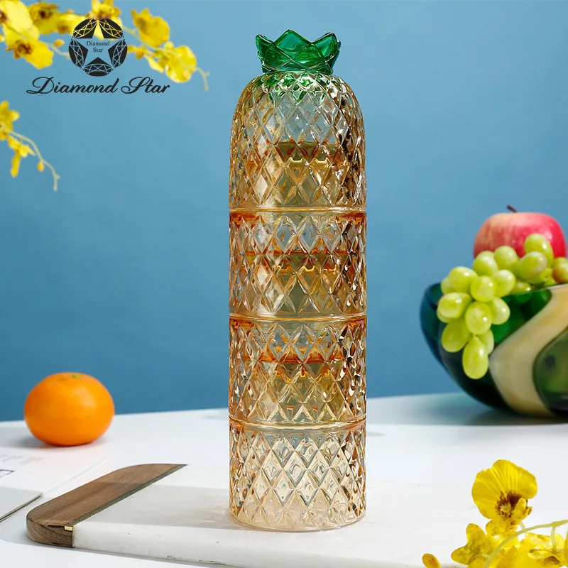 CX modern and simple, pineapple-shaped golden glass water cup, can be stacked and stored