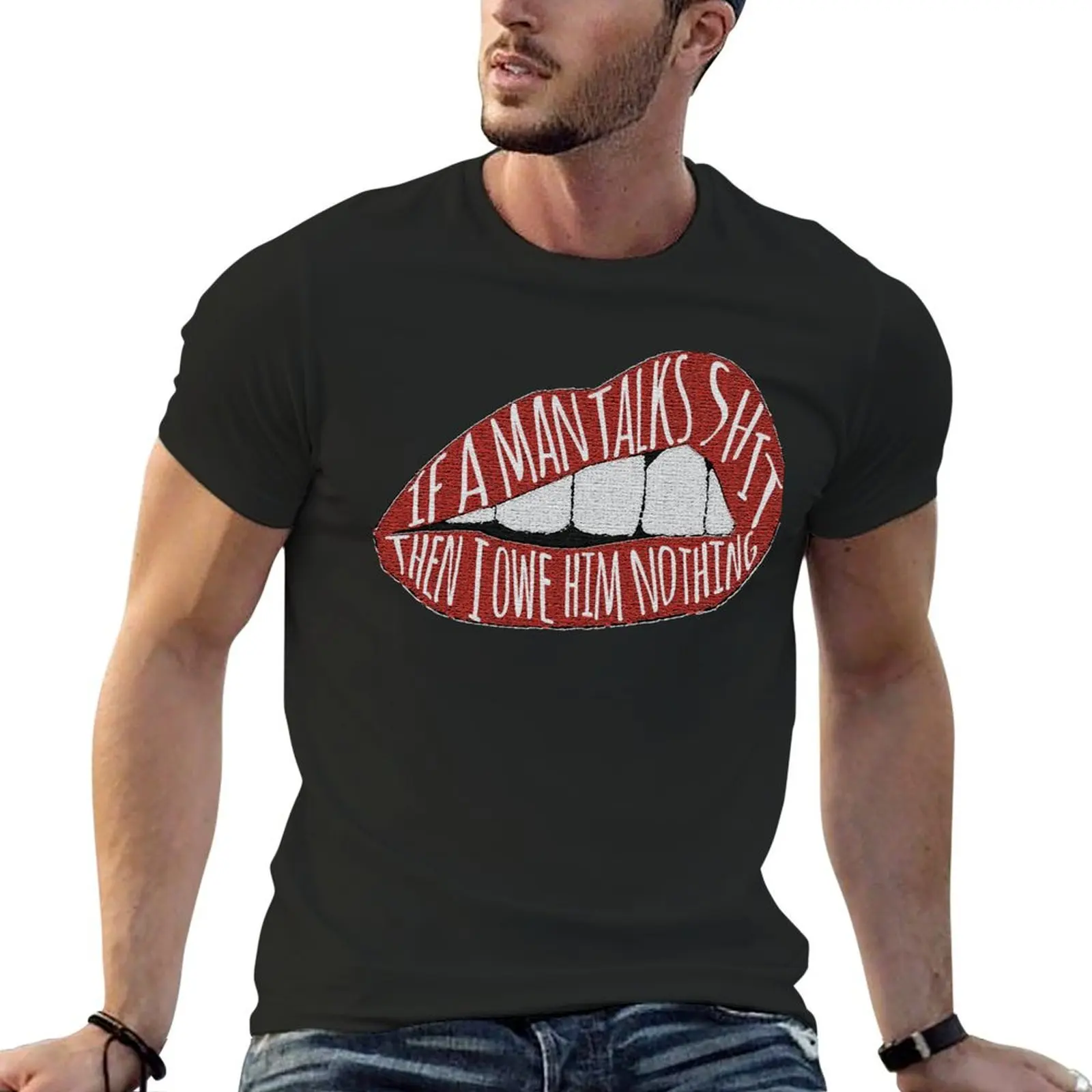 if a man talks sht T-Shirt graphic tee shirt baggy shirts customs design your own mens tall t shirts