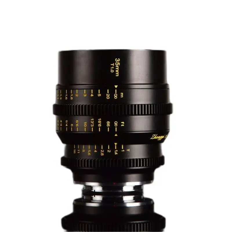 Zhongyi Optical 35mm Focal Length T1.0 Aperture Manual Fixed Focus Movie Camera Lens and Lens Cover Camera Bag Shield