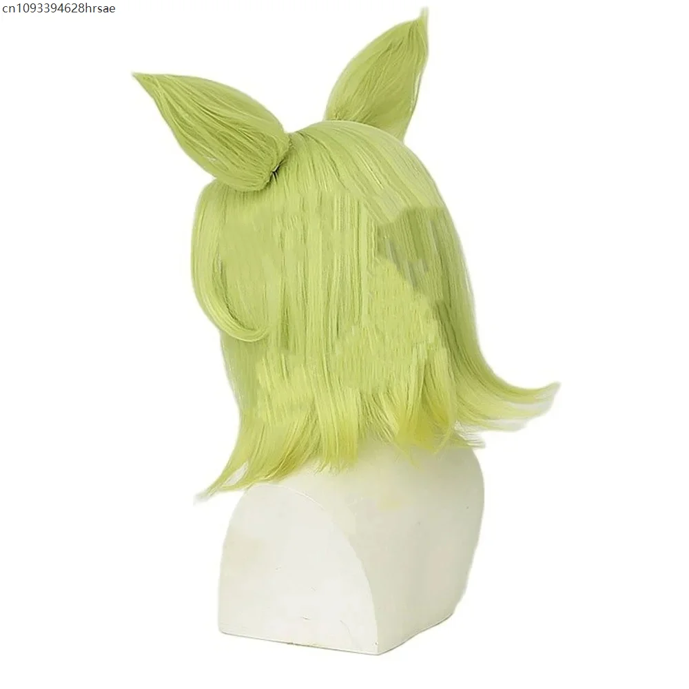 Game Cosplay Wig The Spark of Cosplay Green Short Firework Heat Resistant Synthetic for Girls