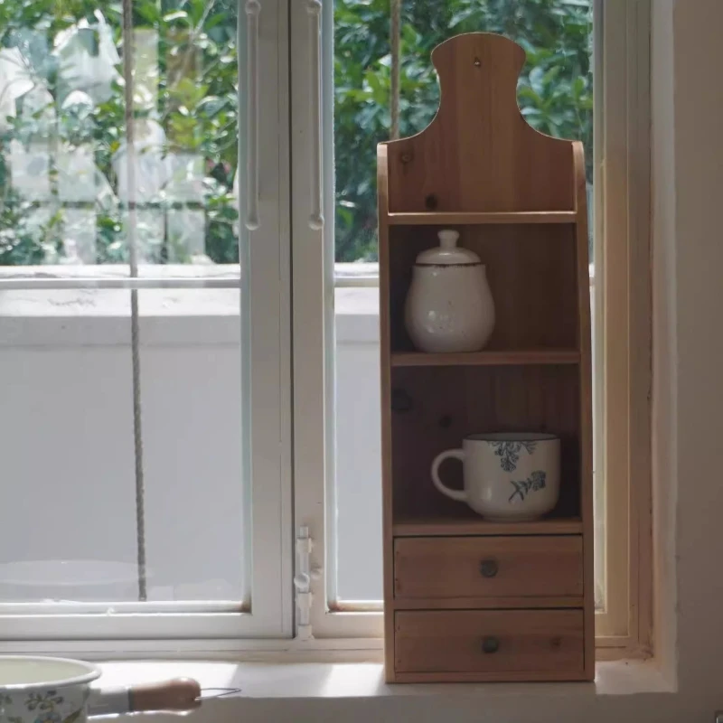 

Винтажная деревянная кухонная полка, настенный стеллаж для хранения в деревенском стиле, органайзер для столовой, подвесной настенный шкаф из массива дерева