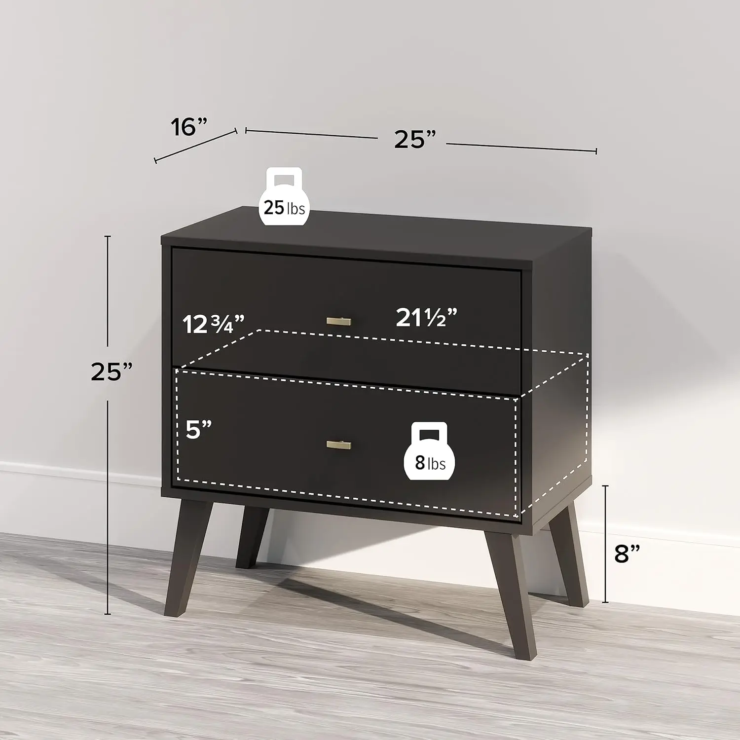 

Milo 2-drawer Nightstand, Black