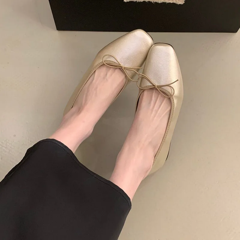Frühling Herbst Neue Damen-Ballettschuhe mit Erhöhter Sohle, Modische Schmetterlingsknoten-Schuhe für Damen, Flache Slip-On-Schuhe – Detail 6