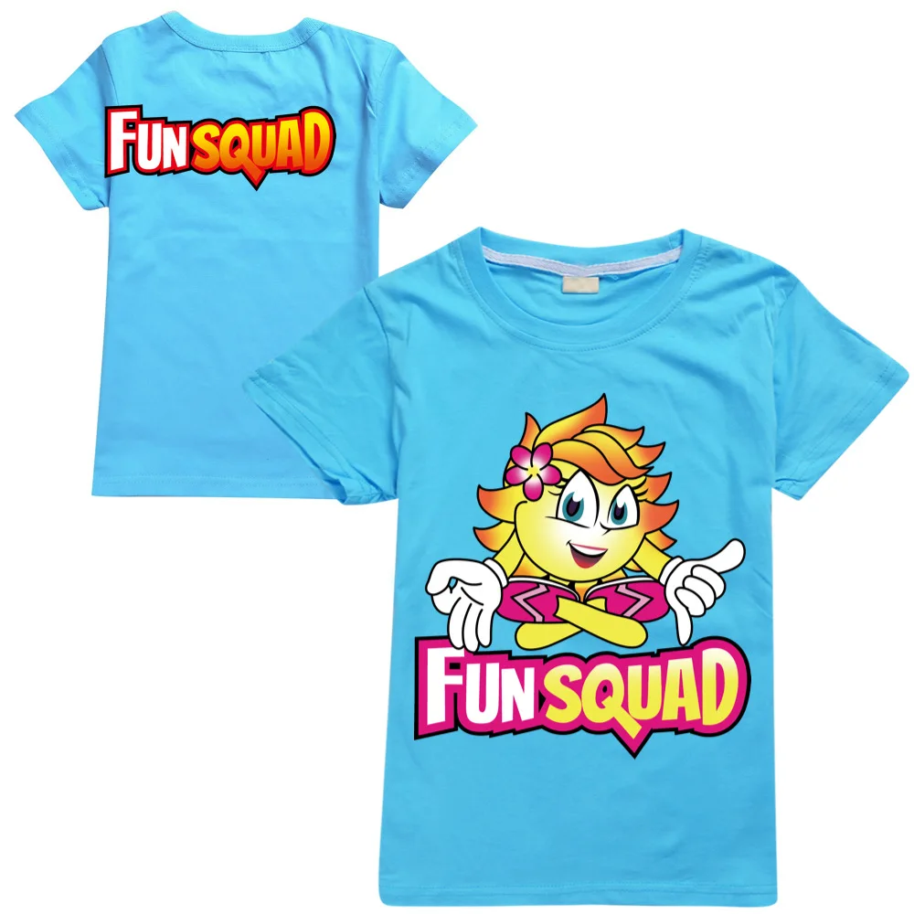 New Children boys Fun Squad Cotton T-shirt Pullover Leisure Fashion Kids Girls Tops Christmas Gift 2022 Summer Clothes For Kids