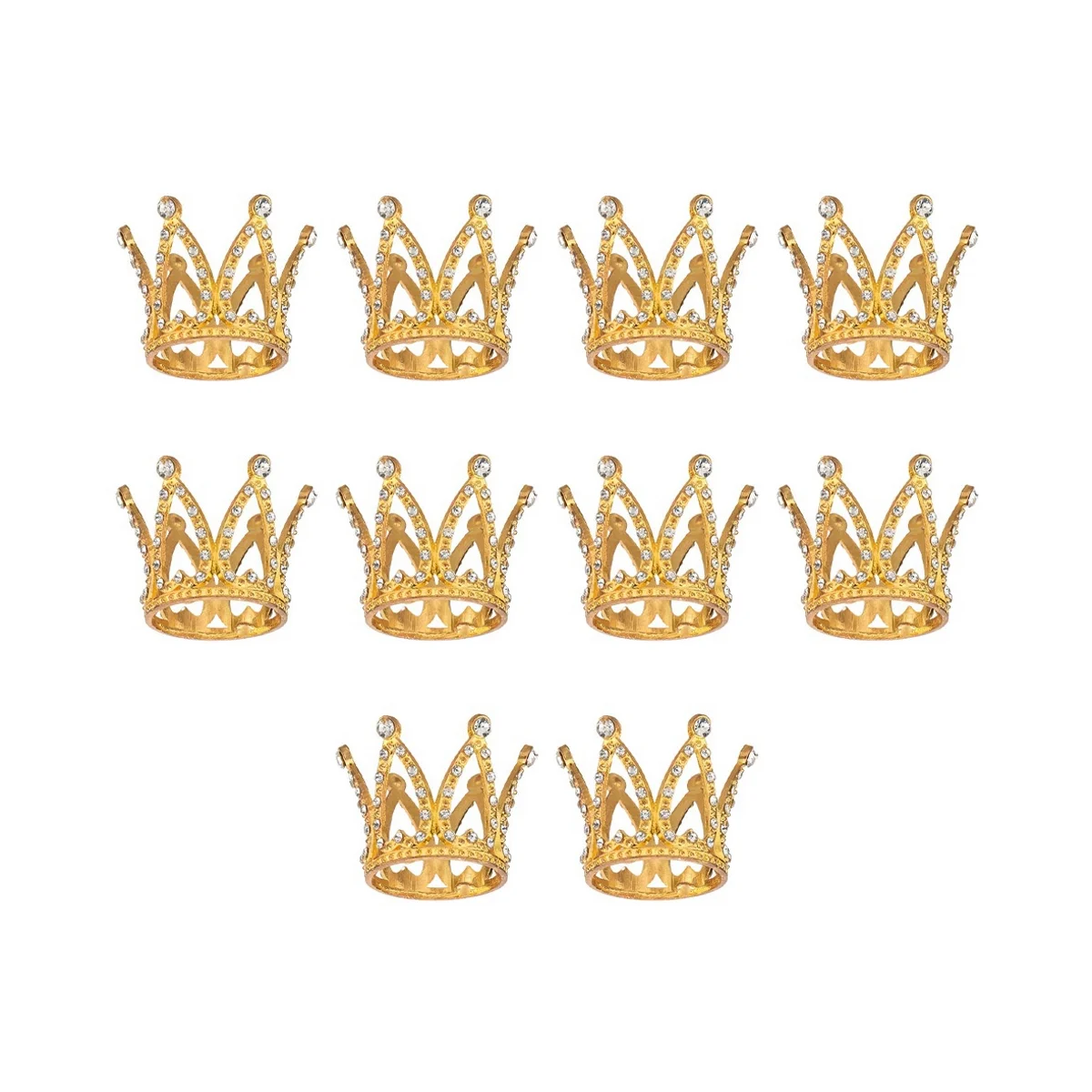 

10 Pcs Gold Cake Topper Tiny Baby Small Rhinestone Tiara Crown for Flower Arrangements Shower Birthday Wedding Decor