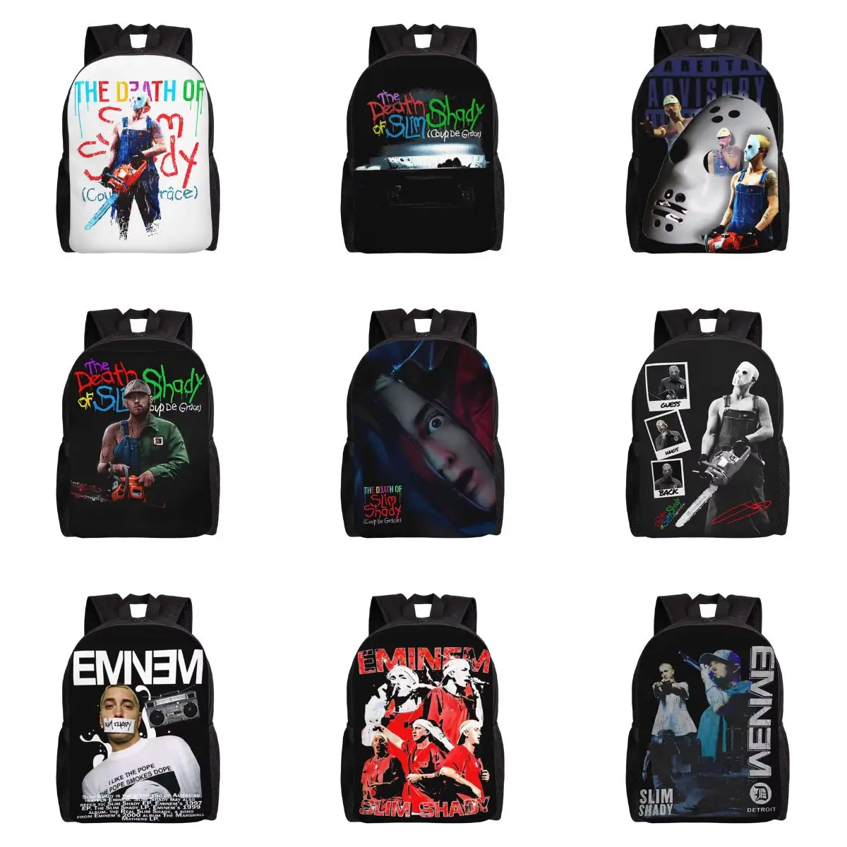 

Eminem New Album Slim Shady Backpack College Backpacks Youth High Quality Print High School Bags Fun Rucksack